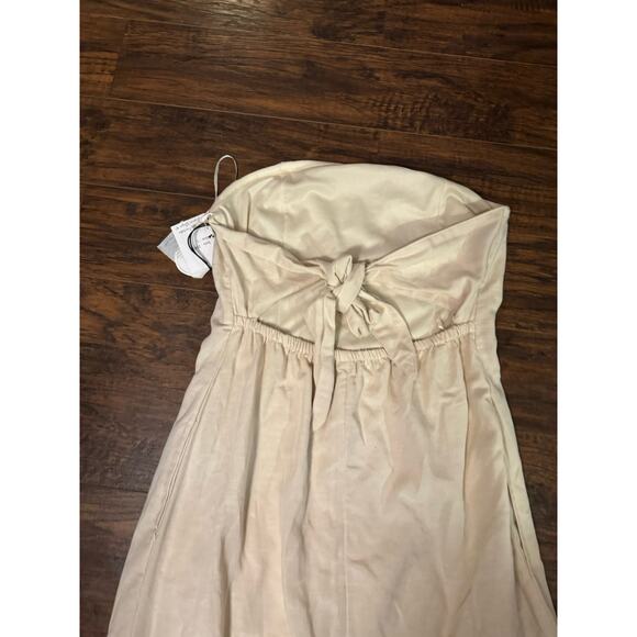 Japna Beige Linen Blend Tie Bow Back Sun Dress Minimalist Womens Large - Picture 7 of 8